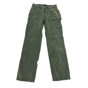 FIVE STAR Cargo Corduroy Pants Olive Green Women Wide Leg Utility Style